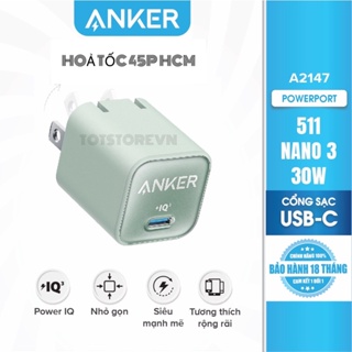Củ sạc Anker A2147 511 30W Nano 3 USB C GaN Pro sạc nhanh PPS có thể gập lại PIQ 3.0 chính hãng mới