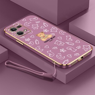 ốp lưng oppo reno 7 4g reno 7 se reno 8 Ốp Điện Thoại TPU Dẻo Mạ Màu Họa Tiết Chú Gấu Dễ Thương Kèm Dây Đeo Cho oppo reno 7 4g reno 7 se reno 8