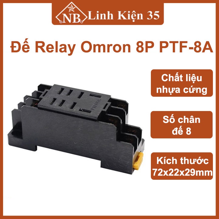 Đế Relay Omron 8P PTF-8A (chất liệu: nhựa đen cứng)