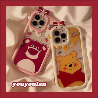 Cute Couple Strawberry Bear Pooh Bear 13promax Men and Women Apple 11 Phone Case XR Cartoon 78plus Soft 12 rqtd