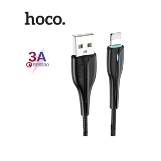 Cáp sạc đèn Led Hoco DU23 Lightning vải dù bện dài 1M cho iPhone/iPad ( Đen )