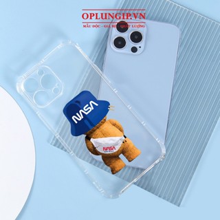 Ốp iphone trong suốt cao cấp Nasa bear iphone 11 pro max 13 12 14 plus pro max mini x r s max 6 s 7 8 plus