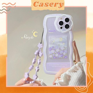 Ốp lưng Iphone Tranh sơn dầu Viền sóng Hoa tím Casery dành cho Iphone 7/7plus/8/8plus/x/xr/xs/11/12/13/14/pro/promax