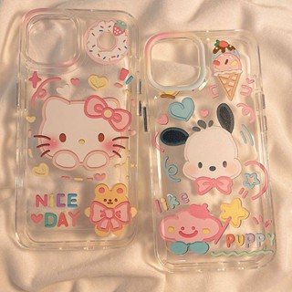 Applicable to Apple 14promax New Phone Case Iphone14plus Transparent 13/12pro Cartoon Soft Shell hK4a