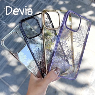 Ốp lưng Devia hoa lá đính đá cho iPhone 14 Pro Max, 14 Plus, 14 Pro, 14 trong cứng viền màu siêu đẹp