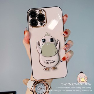 Ốp Điện Thoại Có Giá Đỡ Hình Chú Vịt Hoạt Hình 3D Cho iPhone 14 13 12 Pro Max 13 Pro max