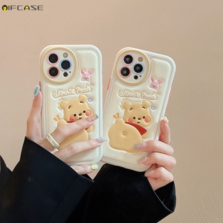 Ốp Điện Thoại Da Mềm Chống Sốc Thêu Hình Gấu Pooh 3D Cho iPhone 14 Plus 14 13 12 11 Pro Max