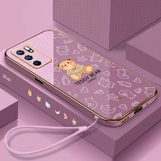 ốp lưng oppo reno 6 4G reno 6 5G reno 6z 5G Ốp Điện Thoại TPU Dẻo Mạ Màu Họa Tiết Chú Gấu Dễ Thương Kèm Dây Đeo Cho oppo reno 6 4G reno 6 5G reno 6z 5G