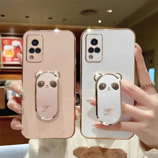 Fine Hole Shockproof Casing OPPO A17K A78 5G A71 2018 Realme C53 10 Pro+ Pro 8 5G 7 4G Narzo 20 30 Reno 2 Cute Candy 6D Straight Edge Electroplate Bear Panda Socket Soft Thin Phone Case MMT 08