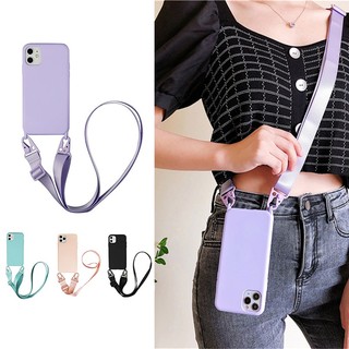 Ốp Điện Thoại Silicon Dẻo Kèm Dây Đeo Chéo Cho iPhone 14 13 12 Pro Max 14 Plus 12
