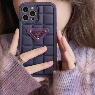 Ốp Điện Thoại Mềm Họa Tiết Gạch Màu Tím Đục Cho iphone 13 pro max ins 12 pro max 11 pro max xsmax 14Proax