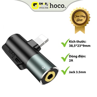 Jack Chia Cổng cho điện thoại - Hoco LS32 sạc chân dẹt + tai nghe 3.5mm,Vừa Sạc Vừa Cắm Tai Nghe,Chất liệu ABS