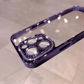 Ốp Điện Thoại Cứng Kim Tuyến Mạ Điện Kèm Miếng Dán Bảo Vệ Camera Cho iPhone 12 13 14 Pro Max 14 Plus