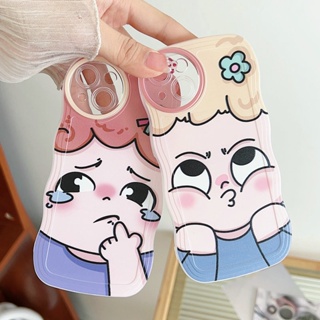 Cartoon Casing OPPO A17 A57 2022 A77S A76 A96 A16 A16S A74 A95 A55 A54 4G 5G A53 A33 2020 A52 A72 A92 A15S A15S A31 A1K A12E A3S A9 A5 A7 A5S A12 A11K A83 A71 2018 A59 F11 Pro F7 F1S F5 Youth Cute Waves Edge spoof expression Girl Soft Phone Case STB 05