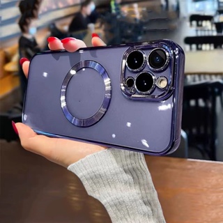 【Magnetic case/With lens film/Dark Purple】Ốp Điện Thoại Từ Tính Có Màng Bảo Vệ Camera Cho iPhone 11 iPhone 14 Pro Max 13 Pro Max 12 Pro Max 11 Pro Max