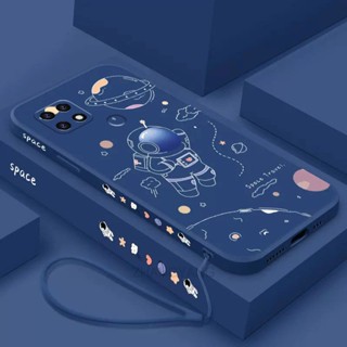 ốp lưng oppo a15 a15s Ốp Điện Thoại Silicone TPU In Hình Phi Hành Gia Kèm Dây Đeo Cho oppo a15 a15s