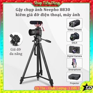 Chân Máy Camera, Máy Ảnh Điện Thoại Chuyên Nghiệp Gậy Tripod NeePho 8830 Tặng điều khiển Chịu Tải 5KG Cao 1.5 mét