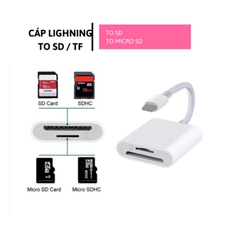 Cáp Lighning to SD microsd Card Camera Reader 2 in 1