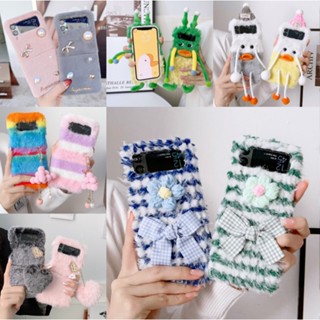 Ốp Điện Thoại PC Cứng Phối Lông Giữ Ấm Mùa Đông Cho Samsung Z Flip 4