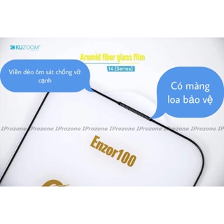 Kính cường lực bảo vệ màng loa , chống mẻ cạnh cho Smart IPhone 14 Promax , 14 Pro , 13 Promax ,13 Pro chính hãng Kuzoom