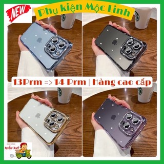 Viền đính đá  Ốp lưng Meiruyi lưng trong chống ố bảo vệ camera silicon cho iphone 14 pro max 14 pro 13 pro max