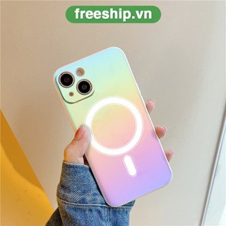 Ốp Điện Thoại iphone viền vuông BVC Màu gradient cầu vồng GIẢ Magsafe Cho iPhone 14 13 12 11 pro max x xsmax 7plus 8p