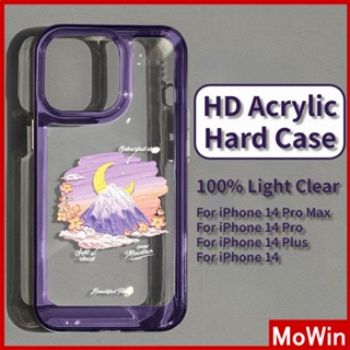 For iPhone 14 Pro Max iPhone Case Acrylic Hard Case HD Clear Case Plating Button Shockproof Purple Oil Painting Black Compatible For iPhone 13 Pro max 12 Pro Max 11 xr 7plus 6splus
