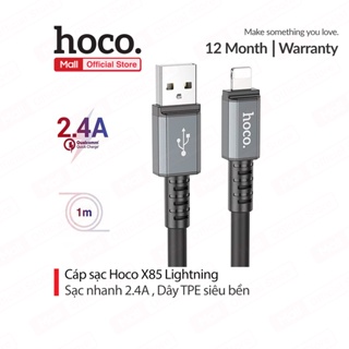 Cáp sạc 2.4A Hoco X85 Lightning dây dẻo truyền dữ liệu ổn định cho iPhone/iPad dài 1M ( Đen )