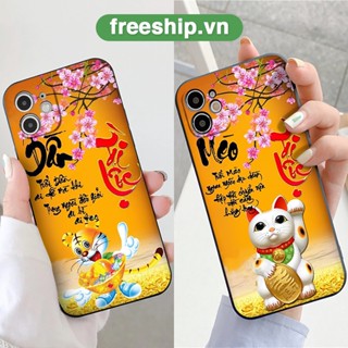 Ốp BVC iphone tết 12 con giáp chữ thư pháp Tài Lộc ốp cạnh vuông đủ mã iphone 6 plus 7 plus x 11 12 13 14 pro