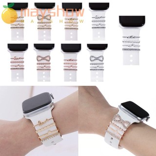 Nhẫn kim loại đính đá nhiều màu sắc dùng trang trí cho đồng hồ Apple