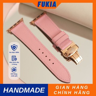 Dây da thủ công Epsom Hồng dành cho Apple Watch, đồng hồ thông minh, đồng hồ cơ DDTC101