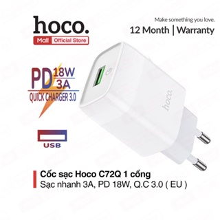 Củ sạc nhanh Hoco C72Q sạc nhanh PD18W ,1 cổng USB sac nhanh 3A dành cho Smartphone