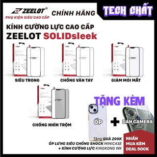 Kính cường lực cao cấp Zeelot SOLIDSLEEK Chống: Vân Tay Nhìn Trộm Tia xanh iPhone 14 Pro Max 14 plus 13 Pro 13 13 mini