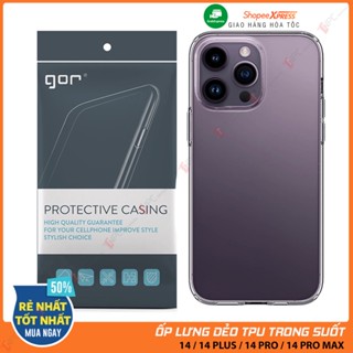 Ốp Lưng Silicon TPU dẻo trong suốt GOR dành cho iP 14 / 14 Plus / 14 Pro / 14 Pro Max