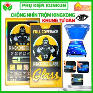 Cường lực KingKong iphone chống nhìn trộm có khung tự dán 11 pro max 12 pro max 13 pro max x xr xs max 7 8 plus