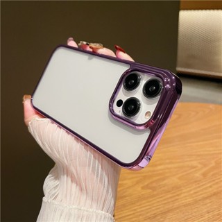 Ốp Điện Thoại Acrylic Trong Suốt Chống Sốc Mạ Điện Sang Trọng Cho iPhone 14 13 12 pro max 14 plus