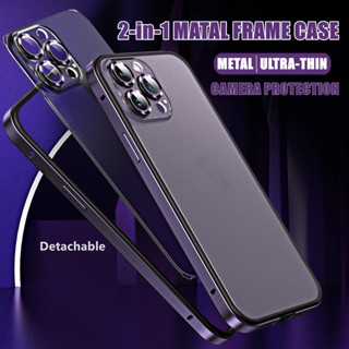 Ốp Điện Thoại Siêu Mỏng Khung Kim Loại 2 Trong 1 Sang Trọng Cho iPhone 14 13 Pro Max 12 Pro Max 14 Plus 14 Pro Max