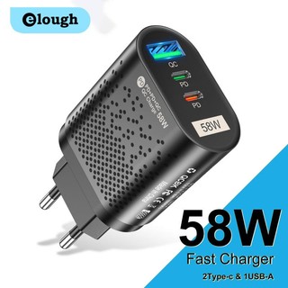Cốc sạc nhanh ELOUGH cổng USB + PD kép 58W cho điện thoại/ máy tính bảng