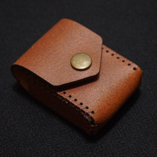 Bao Da Bật Lửa Zip- po/ Airpod Màu Nâu Đỏ - RAM Leather