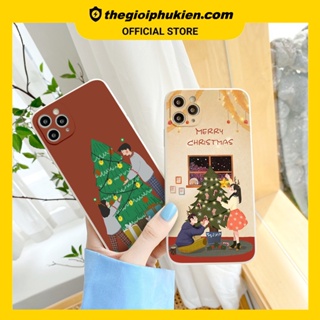 Ốp iphone - Ốp lưng iphone cạnh vuông bảo vệ camera cặp đôi trang trí cây thông dành cho ip 6 đến 14promax - ng449