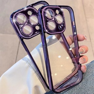 Ốp Điện Thoại Cứng Lấp Lánh Mạ Điện Bảo Vệ Camera Cho iPhone 12 13 14 Pro Max 14 Plus ip13 ip14