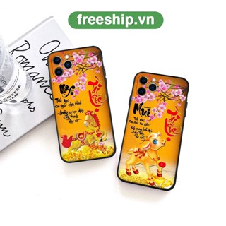 Ốp lưng iphone tết 12 con giáp chữ thư pháp Tài Lộc ốp cạnh vuông bảo vệ cam đủ mã iphone 6 plus 7plus x 11 12 13 14 pro