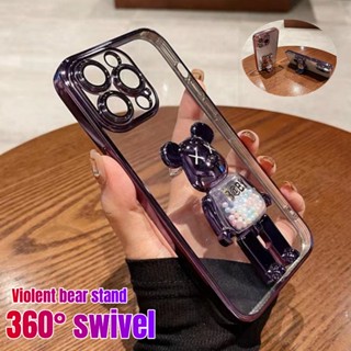 Ốp Điện Thoại iphone 14 pro max plus Bảo Vệ Camera In Hình Gấu Hoạt Hình Cho Ốp iPhone 14 Pm Màu tím case iPhone 13 12 11 14 ProMax Fun 360° Ốp Điện Thoại TPU Mềm Chống Sốc Có Thể Xoay Được