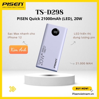 Sạc dự phòng PISEN PRO PowerU 21000mAh, công suất sạc 22.5W Max (TS-D298) có đèn Led hiển thị pin, Hàng chính hãng