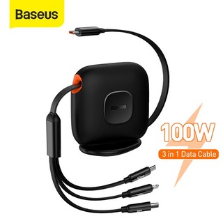 Dây sạc nhanh 3 đầu 100W Baseus  3in1 micro ip type c thiết kế đứng cố định rút gọn tiện lợi cho đt laptop tablet ...