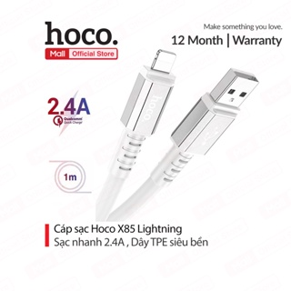 Cáp sạc 2.4A Hoco X85 Lightning dây dẻo truyền dữ liệu ổn định cho iPhone/iPad dài 1M ( Trắng )
