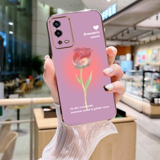 ốp lưng oppo a55 4G Ốp Điện Thoại silicone Mạ Điện Họa Tiết Hoa Hồng Cho oppo a55 4G