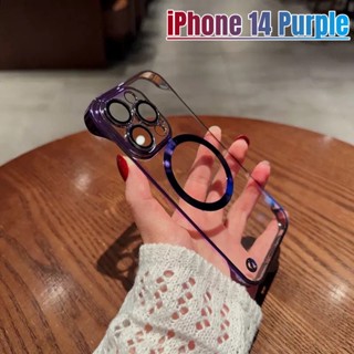 Magnética Ốp Điện iphone 14 pro max 13 12 pro max ốp lưng iphone 14 plus Màu tím  Thoại Cứng Sang Trọng Trong Suốt Chống Sốc Không Ố Vàng Cho
