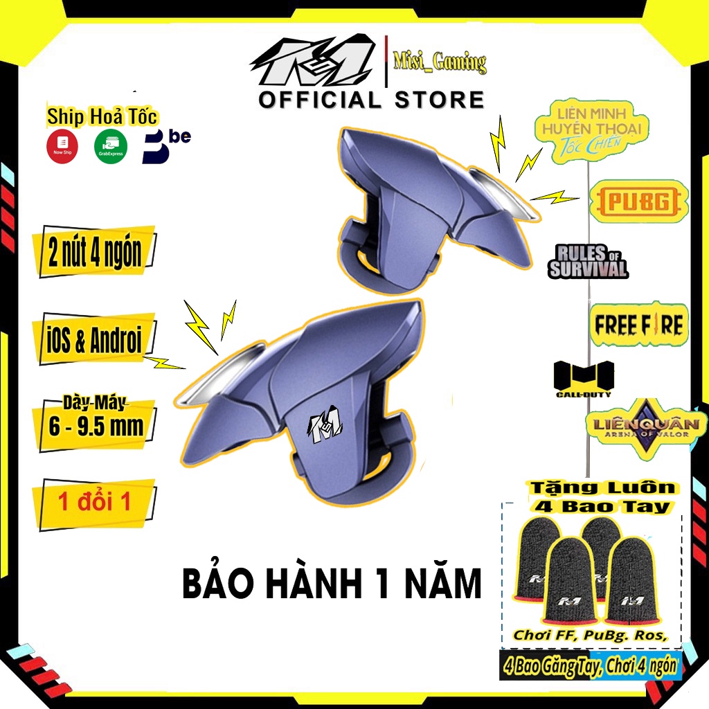 🆔Nút bắn PUBG, FF, RUL cao cấp Blue Shark Cá Mập Xanh- Nút bấm chơi game ấn cực đã cho mobile- Núm Bấm game.