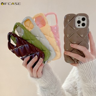 Ốp Điện Thoại Mềm Họa Tiết Kẻ Ô Lưới 3D Màu Kẹo Trơn Chống Sốc Cho iPhone 14 Plus 14 Pro Max